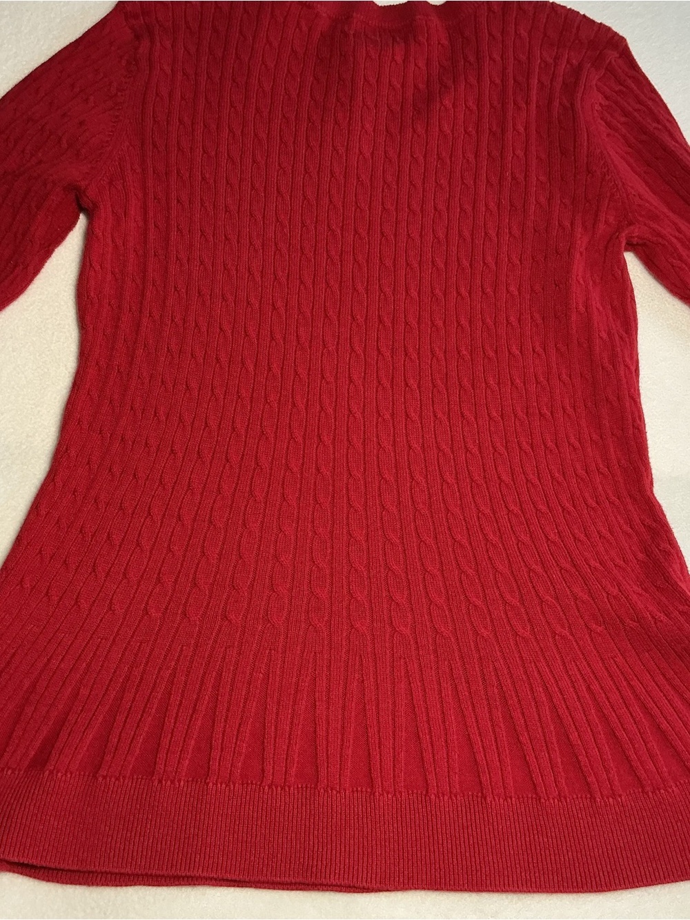 Red Cable-Knit 100% cotton Peplum minimalist Sweater - Picture 8 of 9
